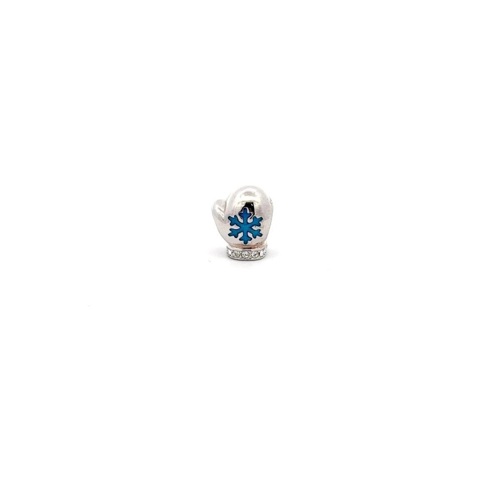 925 Sterling Silver Charm Bead Glove Holiday Snowflakes For Charm Bracelet